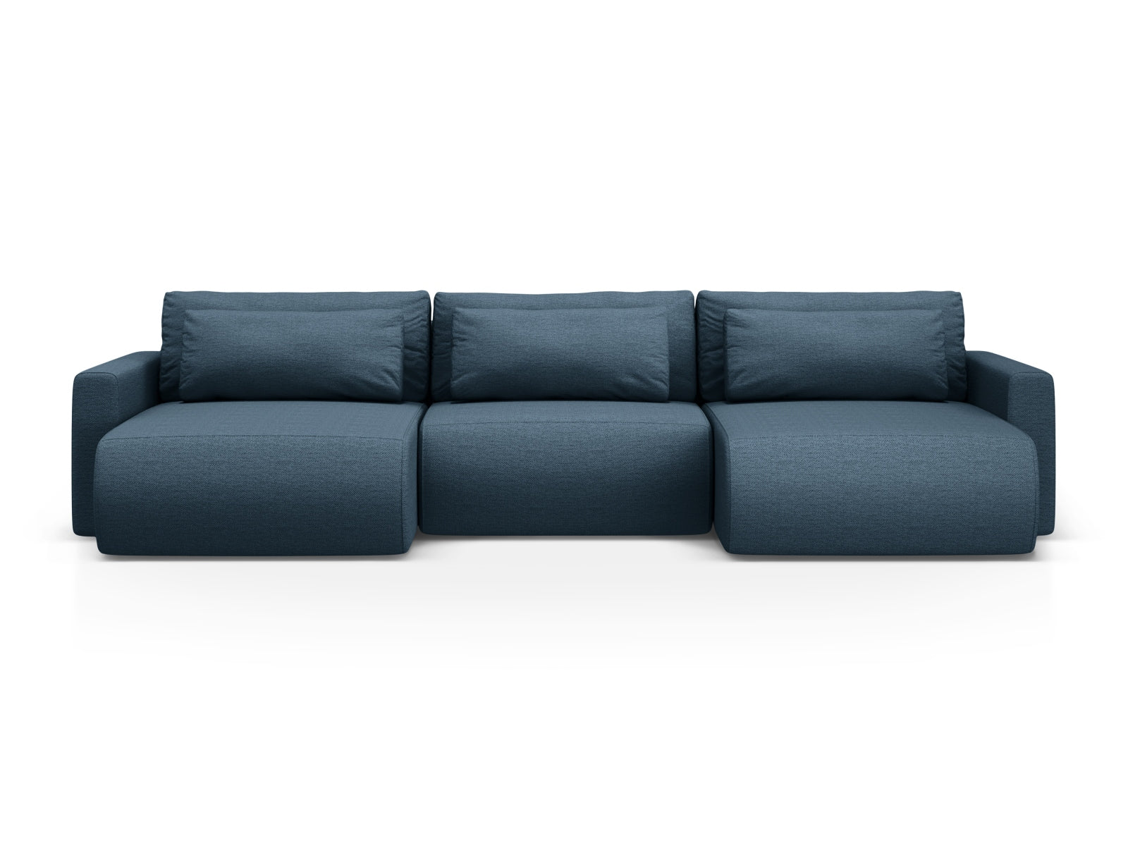 Belfast Panoramic Sofa with Box and Sleeping Function, 4 Seats, 340x149 cm — Blue