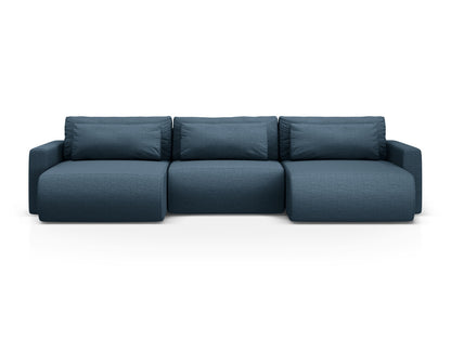 Belfast Panoramic Sofa with Box and Sleeping Function, 4 Seats, 340x149 cm — Blue