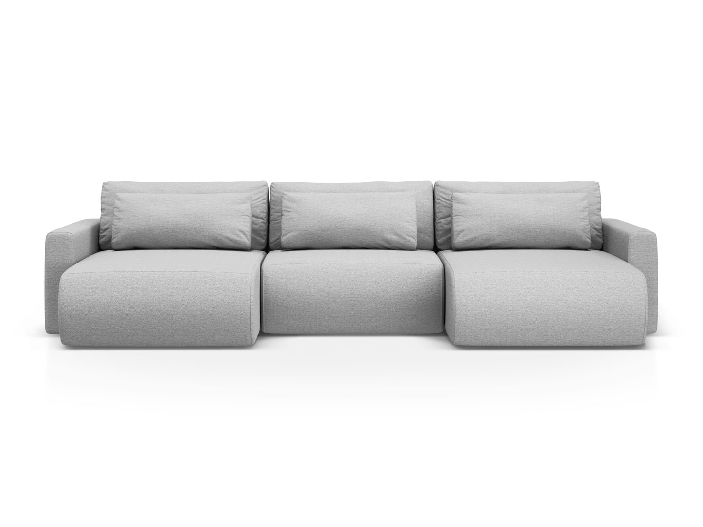 Belfast Panoramic Sofa with Box and Sleeping Function, 4 Seats, 340x149 cm — Light Grey