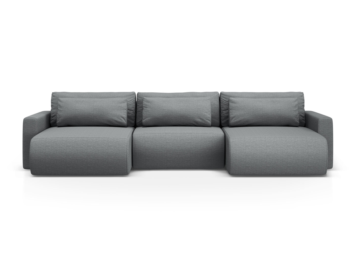 Belfast Panoramic Sofa with Box and Sleeping Function, 4 Seats, 340x149 cm — Grey