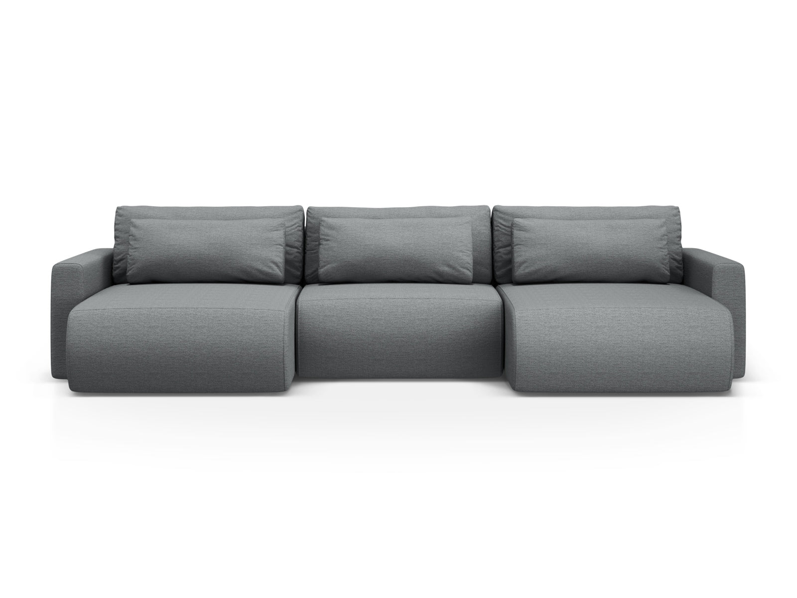 Belfast Panoramic Sofa with Box and Sleeping Function, 4 Seats, 340x149 cm — Grey