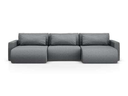 Belfast Panoramic Sofa with Box and Sleeping Function, 4 Seats, 340x149 cm — Grey