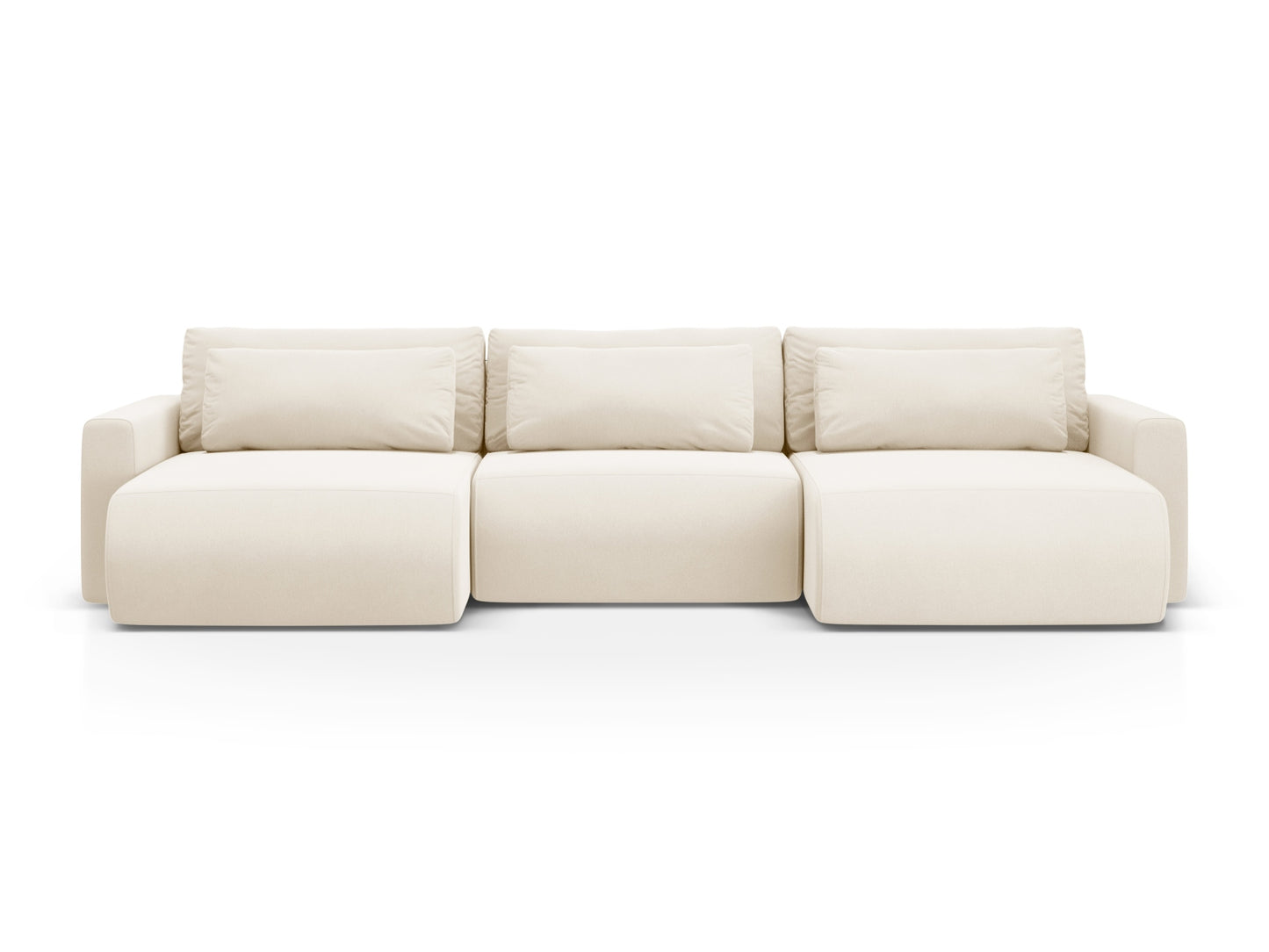 Belfast Panoramic Sofa with Box and Sleeping Function, 4 Seats, 340x149 cm — Ivory