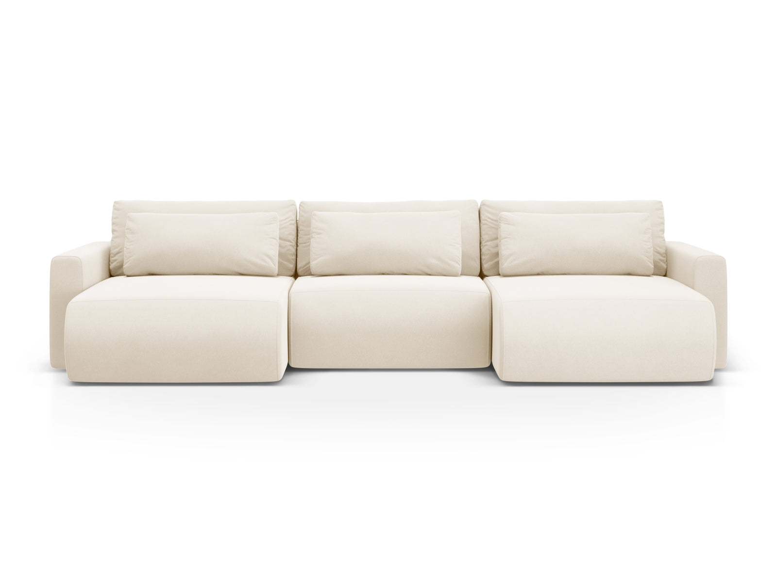 Belfast Panoramic Sofa with Box and Sleeping Function, 4 Seats, 340x149 cm — Ivory