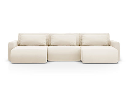 Belfast Panoramic Sofa with Box and Sleeping Function, 4 Seats, 340x149 cm — Ivory