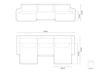 Belfast Panoramic Sofa with Box and Sleeping Function, 4 Seats, 340x149 cm