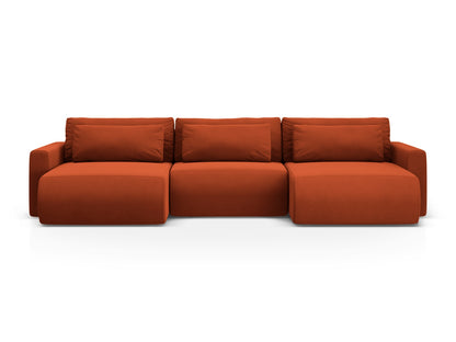 Belfast Panoramic Sofa with Box and Sleeping Function, 4 Seats, 340x149 cm — Auburn