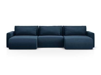 Belfast Panoramic Sofa with Box and Sleeping Function, 4 Seats, 340x149 cm — Royal Blue