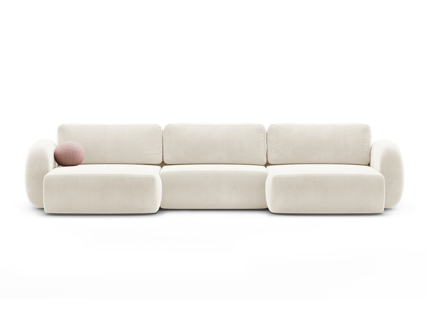 Tonale Panoramic Sofa with Box and Sleeping Function, 5 Seats, 362x149 cm — Ivory