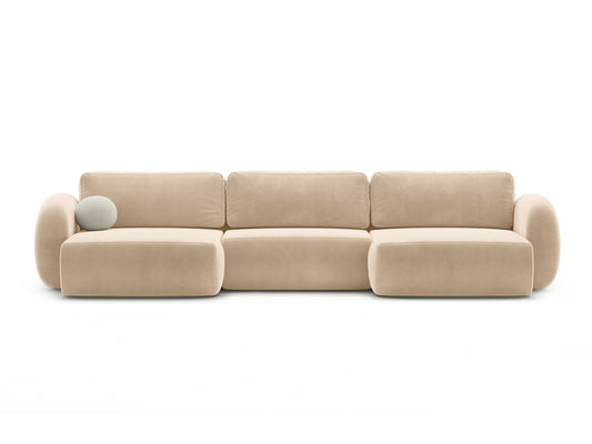 Tonale Panoramic Sofa with Box and Sleeping Function, 5 Seats, 362x149 cm — Almond Beige
