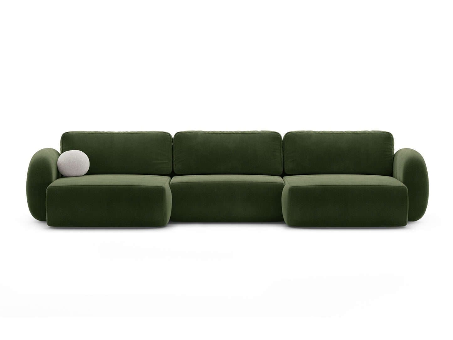 Tonale Panoramic Sofa with Box and Sleeping Function, 5 Seats, 362x149 cm — Army Green