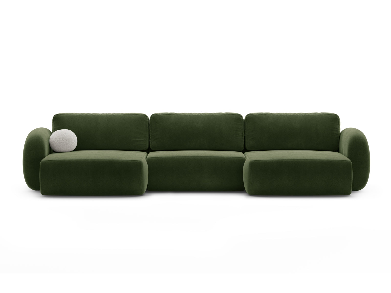 Tonale Panoramic Sofa with Box and Sleeping Function, 5 Seats, 362x149 cm — Army Green