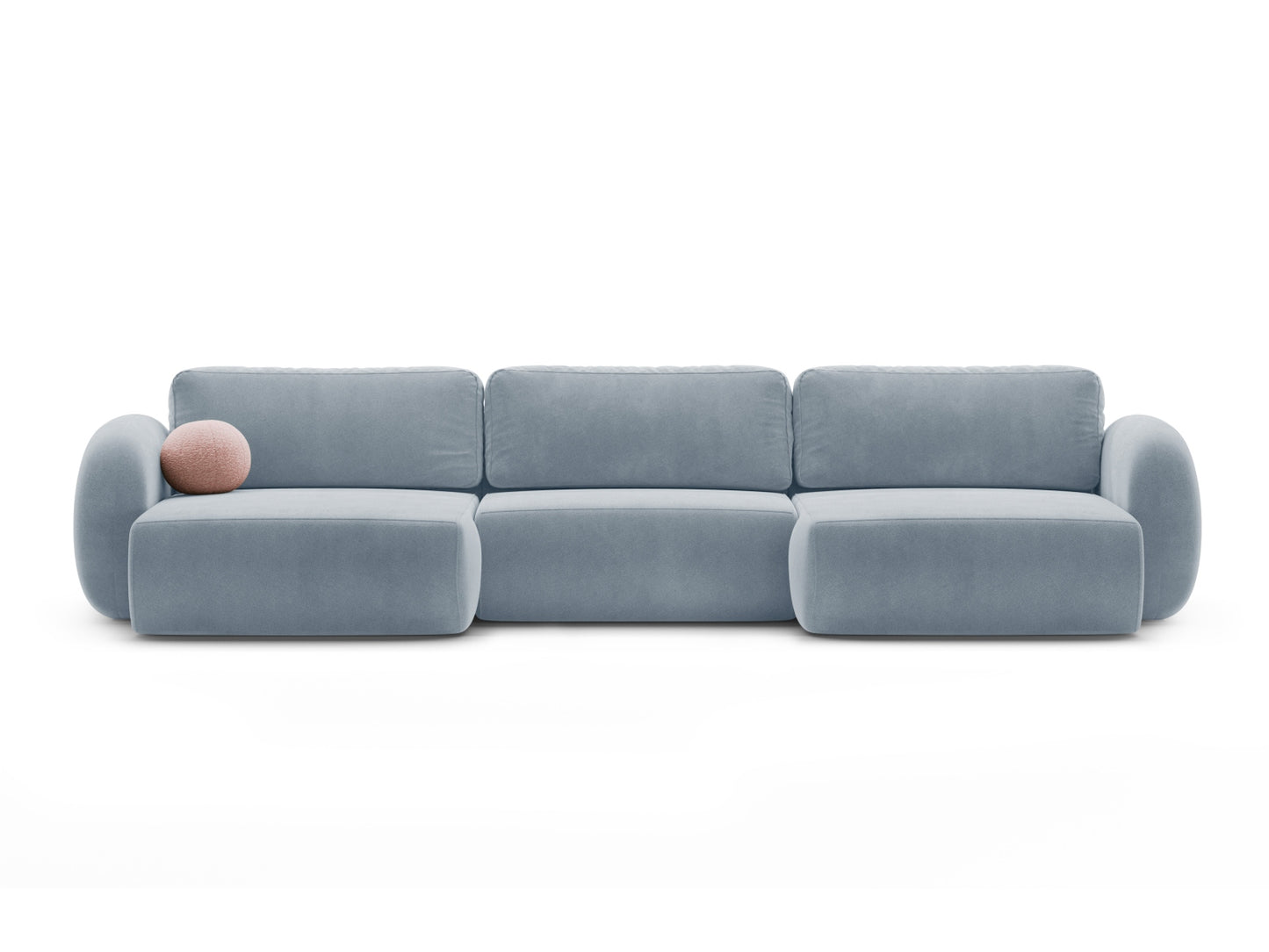 Tonale Panoramic Sofa with Box and Sleeping Function, 5 Seats, 362x149 cm — Blue Grey