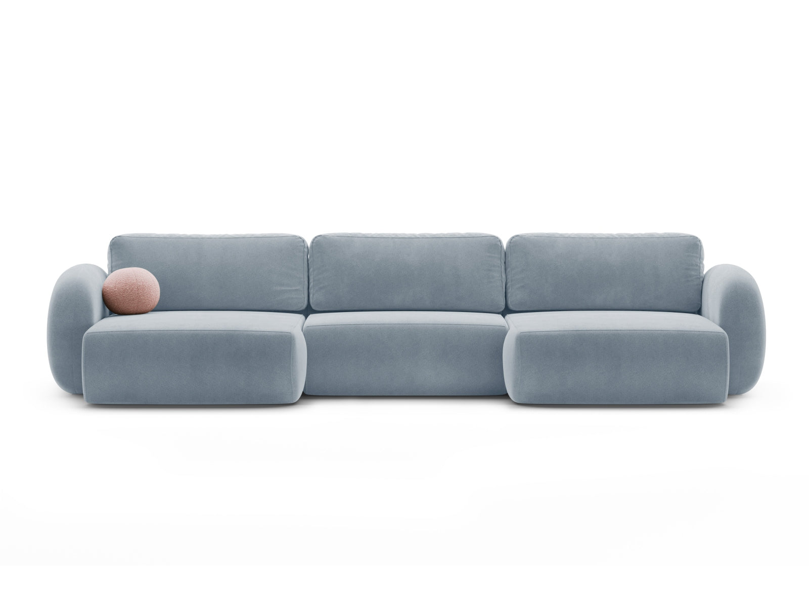 Tonale Panoramic Sofa with Box and Sleeping Function, 5 Seats, 362x149 cm — Blue Grey