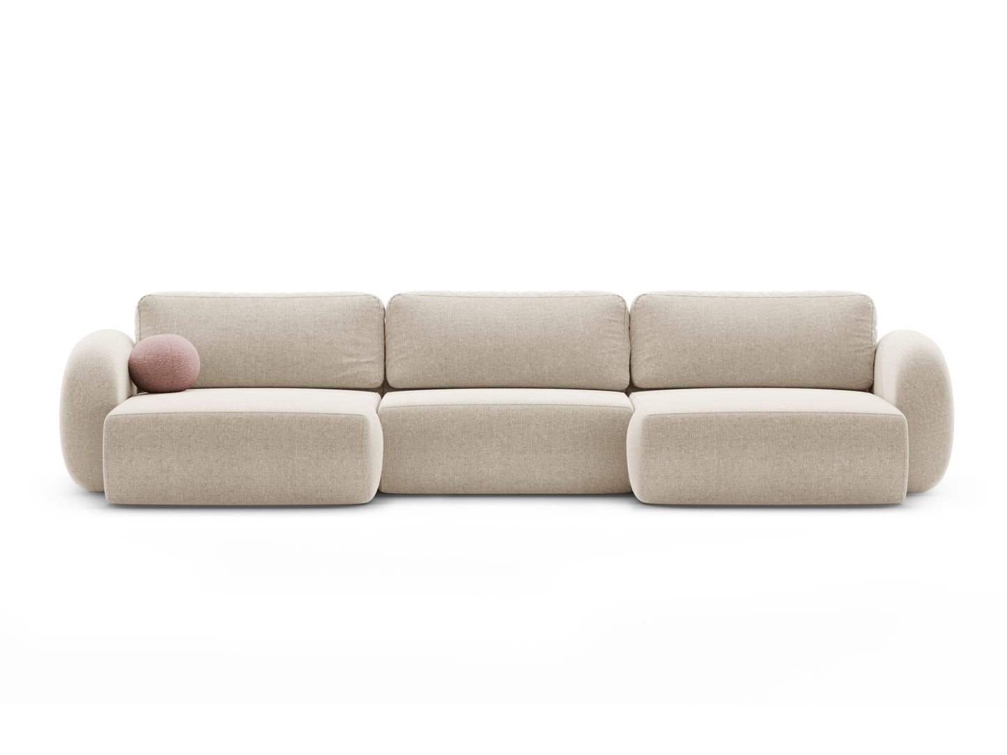 Tonale Panoramic Sofa with Box and Sleeping Function, 5 Seats, 362x149 cm — Dark Beige
