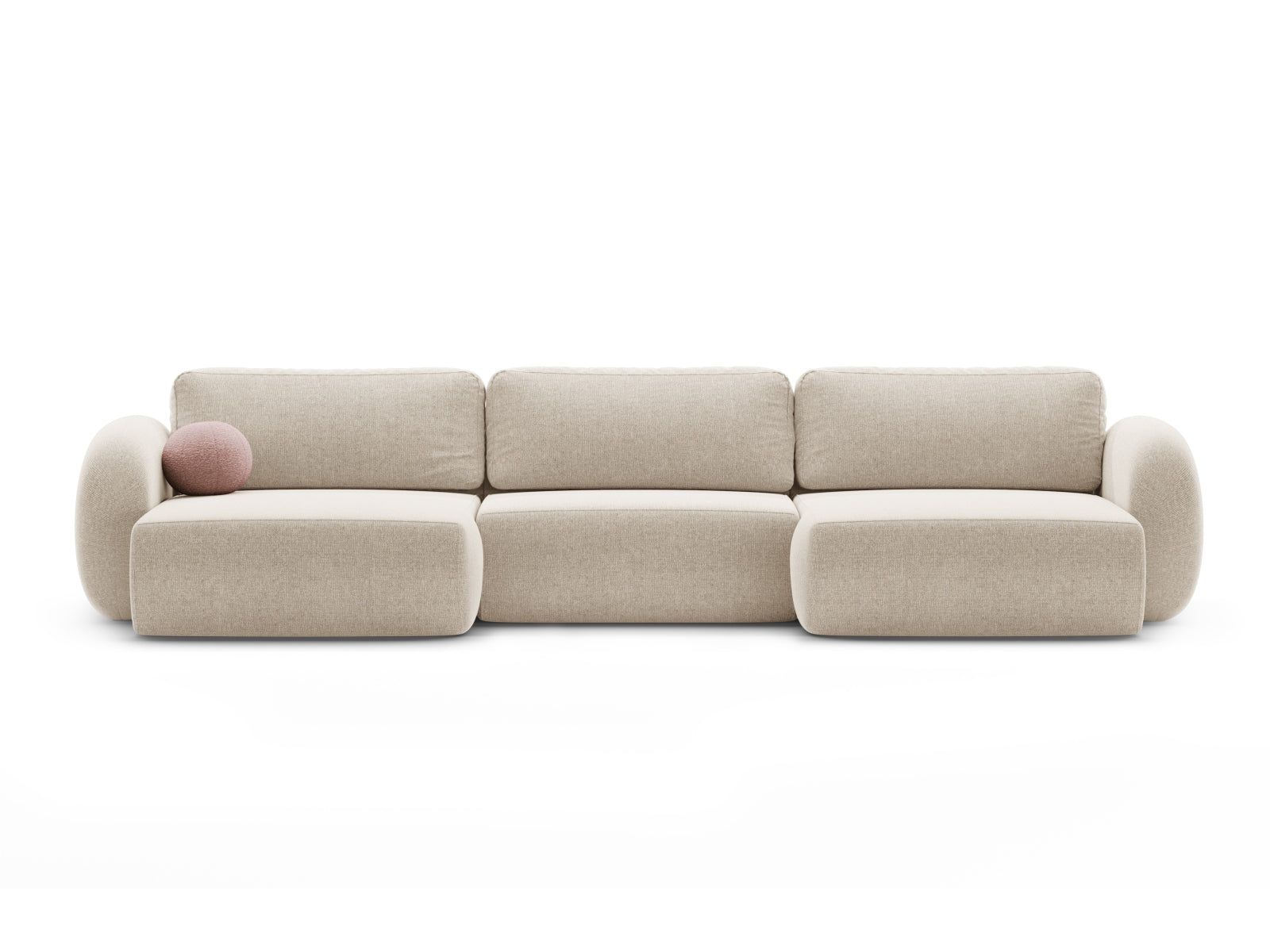 Tonale Panoramic Sofa with Box and Sleeping Function, 5 Seats, 362x149 cm — Dark Beige
