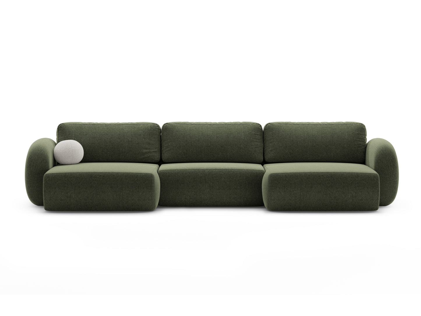 Tonale Panoramic Sofa with Box and Sleeping Function, 5 Seats, 362x149 cm — Green
