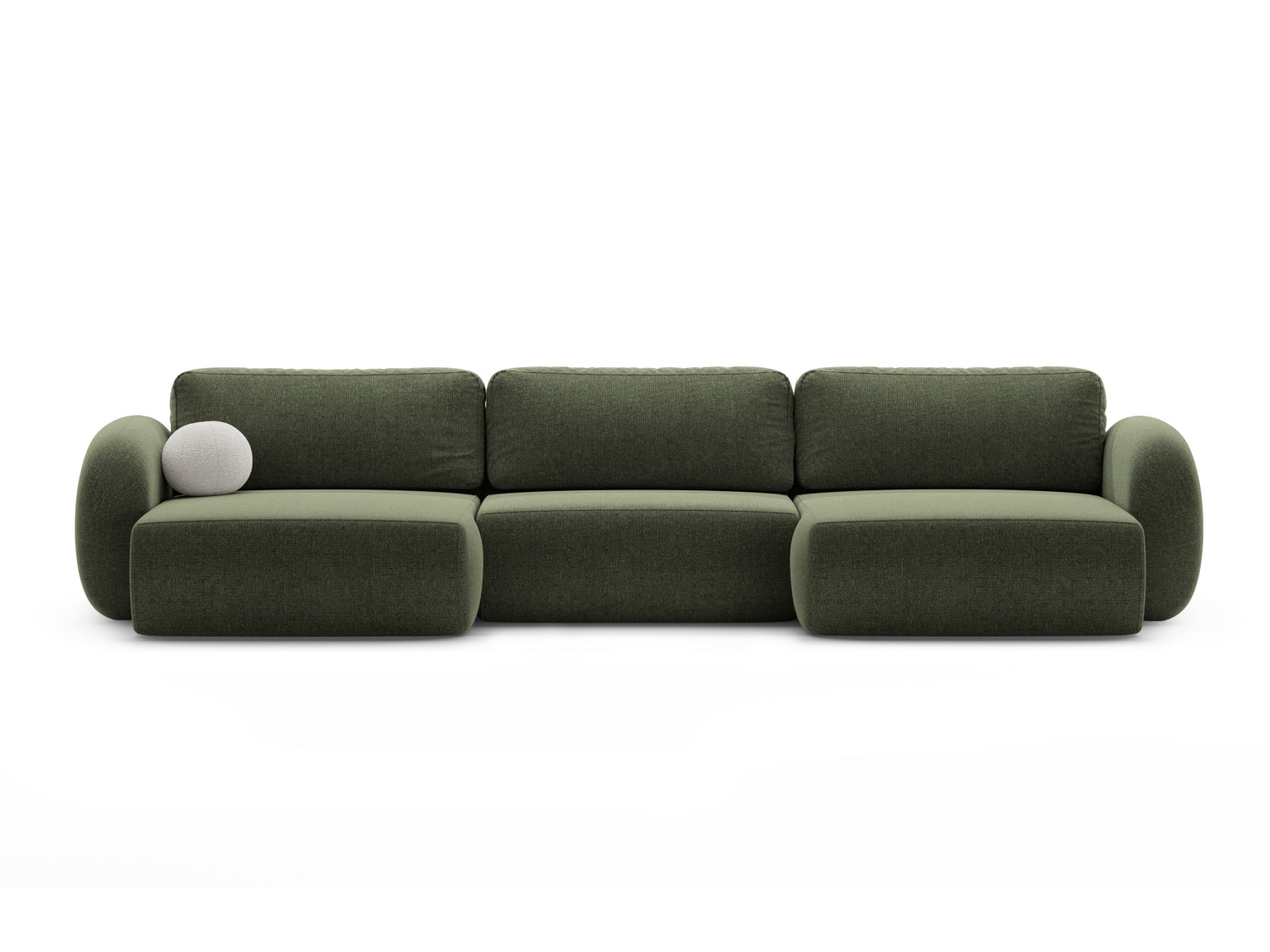 Tonale Panoramic Sofa with Box and Sleeping Function, 5 Seats, 362x149 cm — Green