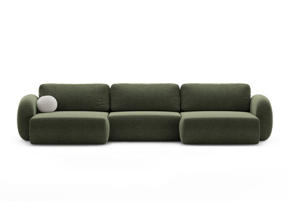 Tonale Panoramic Sofa with Box and Sleeping Function, 5 Seats, 362x149 cm — Green