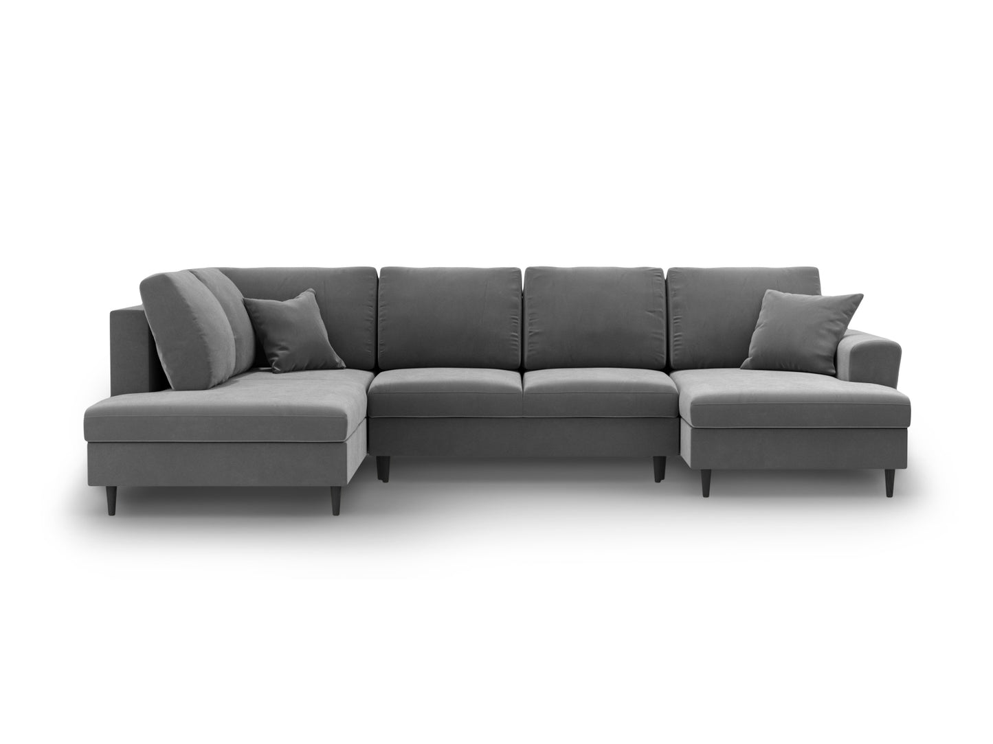 Kyoto Panoramic Corner Sofa With Bed Function And Box, 7 Seats, 313x194 cm — Light Grey / Black Beech Wood / Left