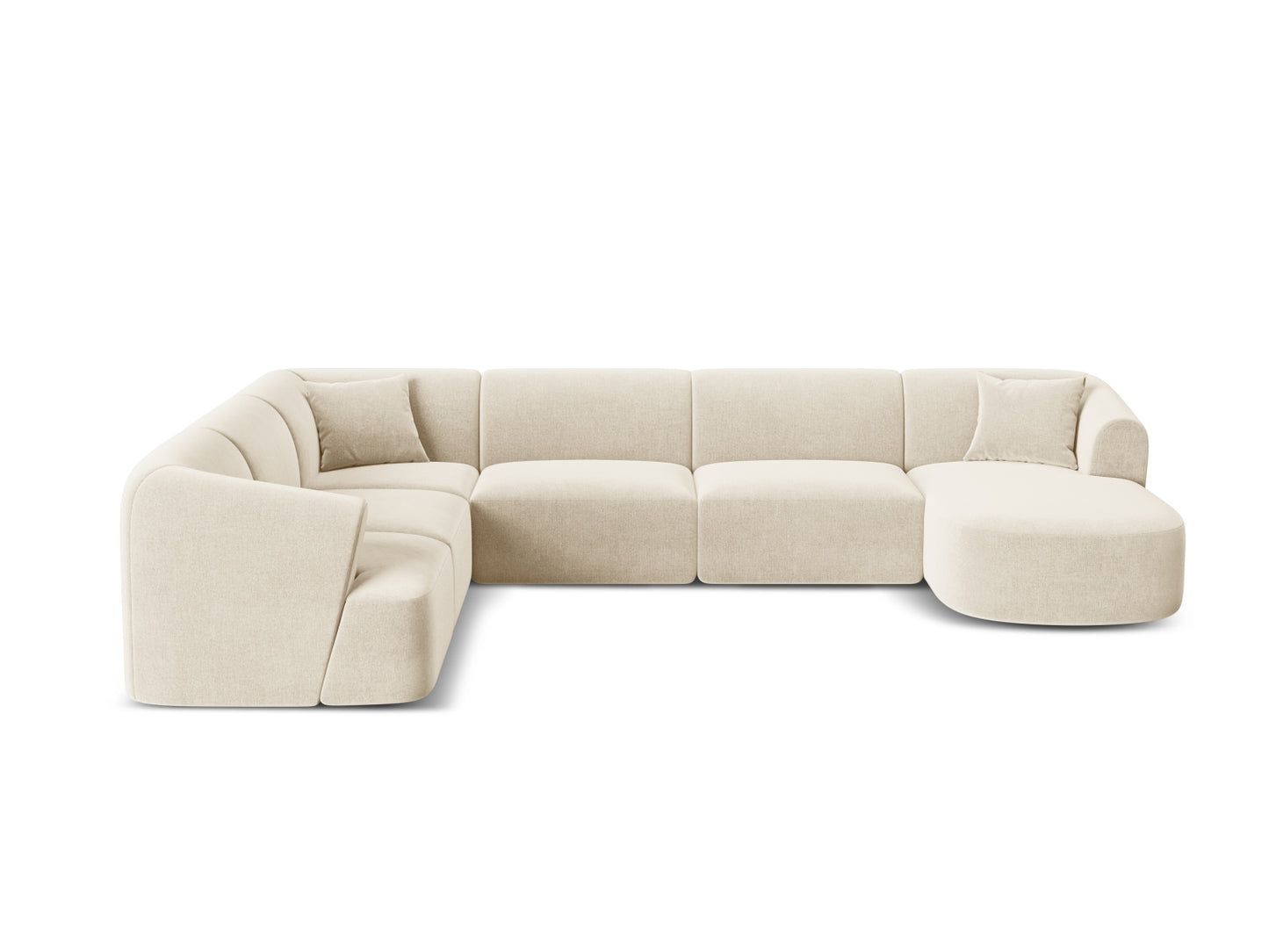 Campi Modular Panoramic Corner Sofa, 7 Seats, 330x255 cm — Light Beige / Left