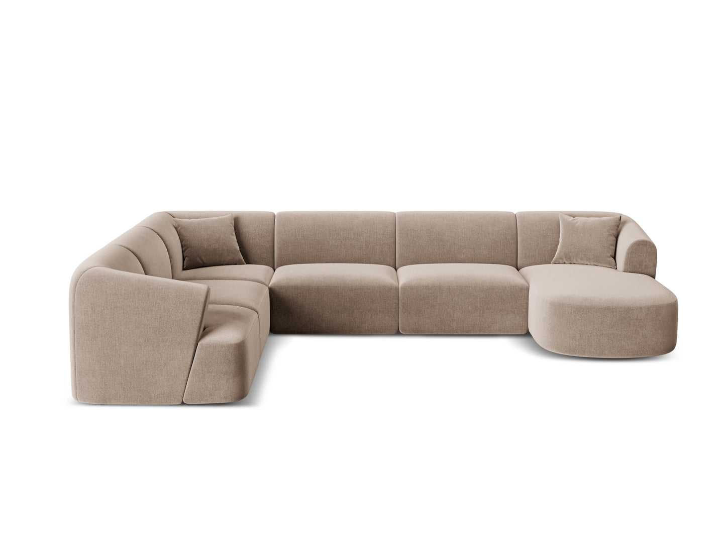 Campi Modular Panoramic Corner Sofa, 7 Seats, 330x255 cm — Dark Beige / Left