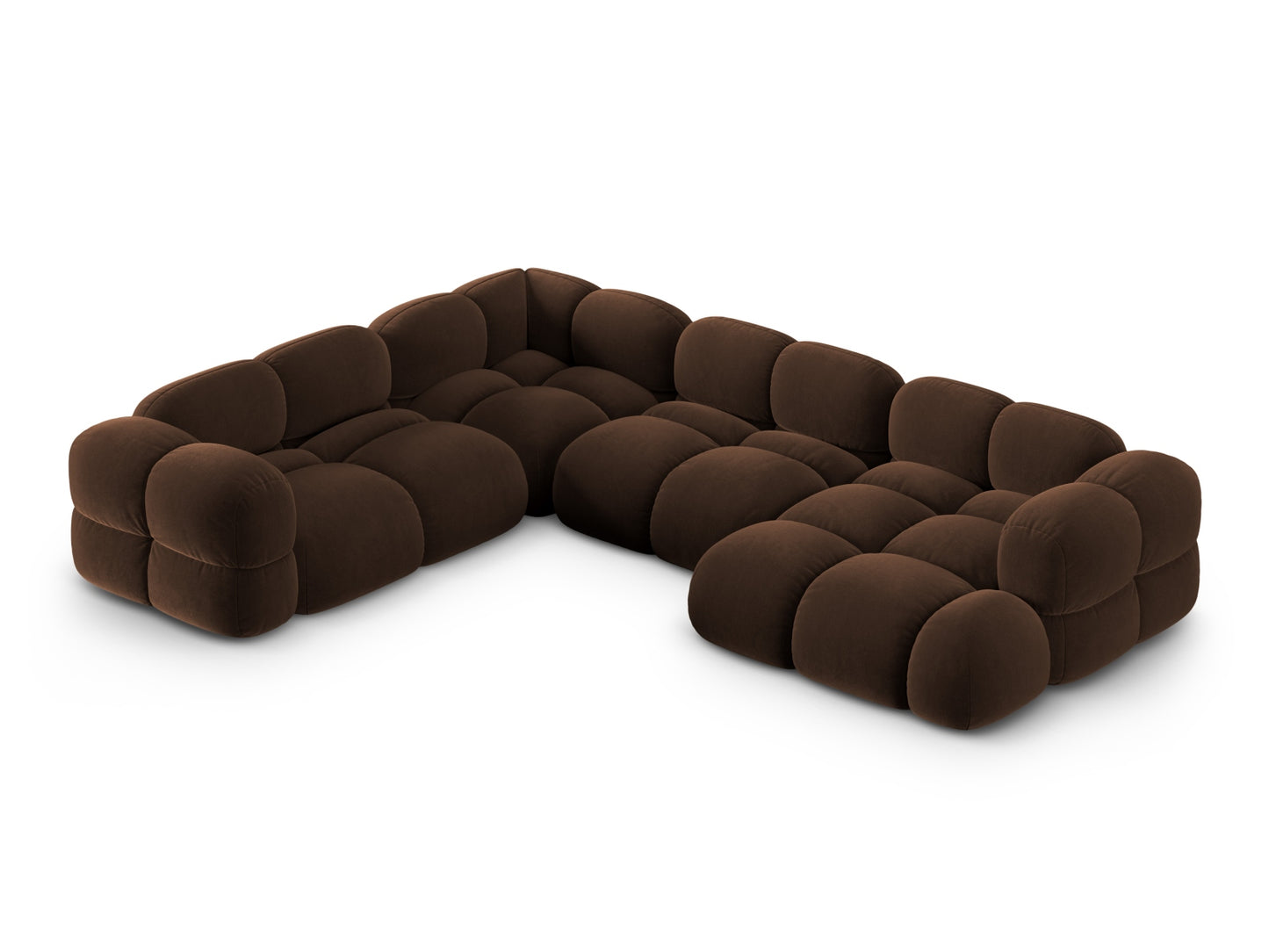 Loretto Panoramic Corner Sofa, 5 Seats, 345x250 cm — Chocolate / Left