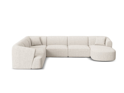 Campi Modular Panoramic Corner Sofa, 7 Seats, 330x255 cm — Light Beige / Left