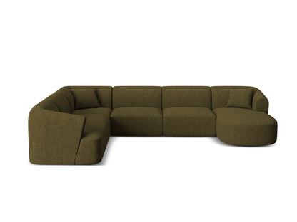 Campi Modular Panoramic Corner Sofa, 7 Seats, 330x255 cm — Green / Left