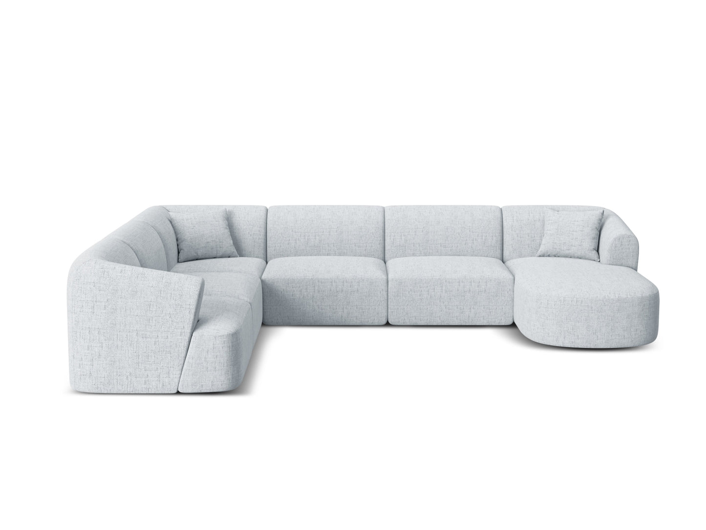 Campi Modular Panoramic Corner Sofa, 7 Seats, 330x255 cm — Light Grey / Left