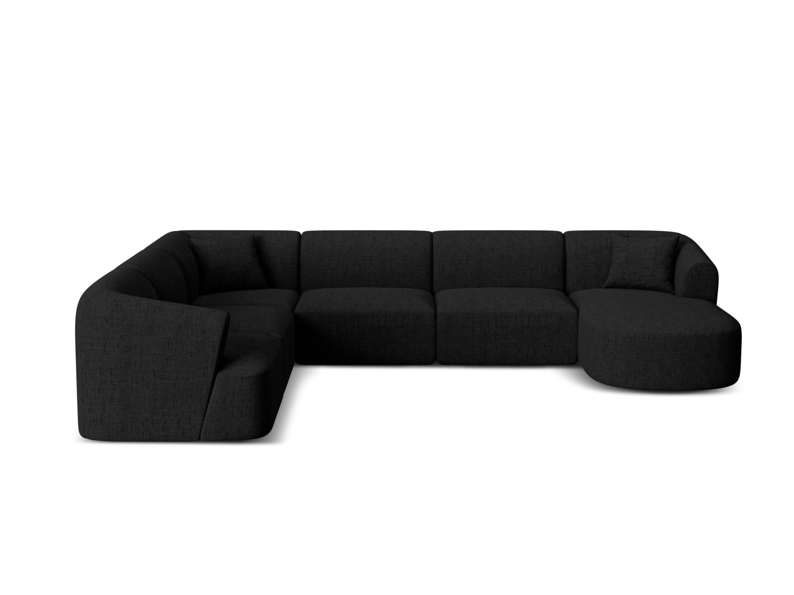 Campi Modular Panoramic Corner Sofa, 7 Seats, 330x255 cm — Black / Left