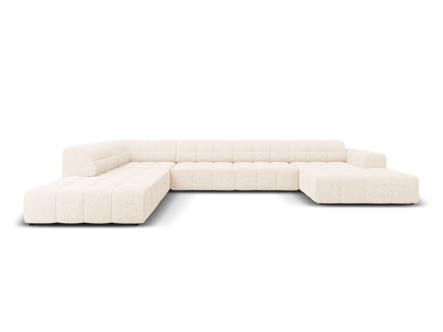 Chicago Panoramic Corner Sofa, 7 Seats, 375x263 cm — Light Beige / Left