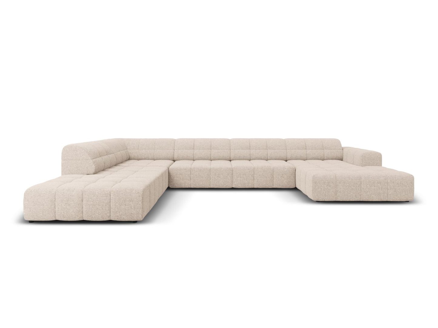 Chicago Panoramic Corner Sofa, 7 Seats, 375x263 cm — Beige / Left