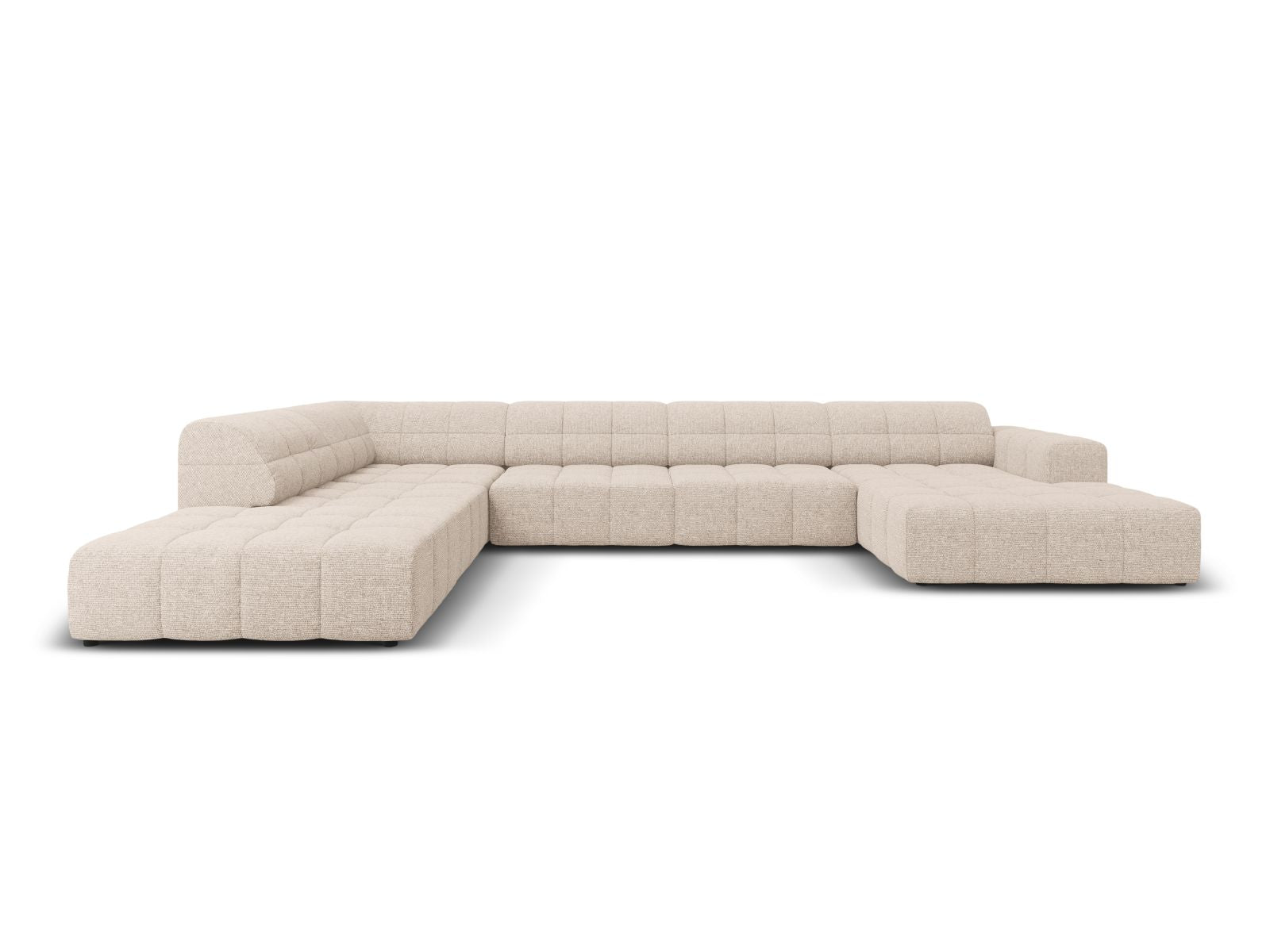 Chicago Panoramic Corner Sofa, 7 Seats, 375x263 cm — Beige / Left