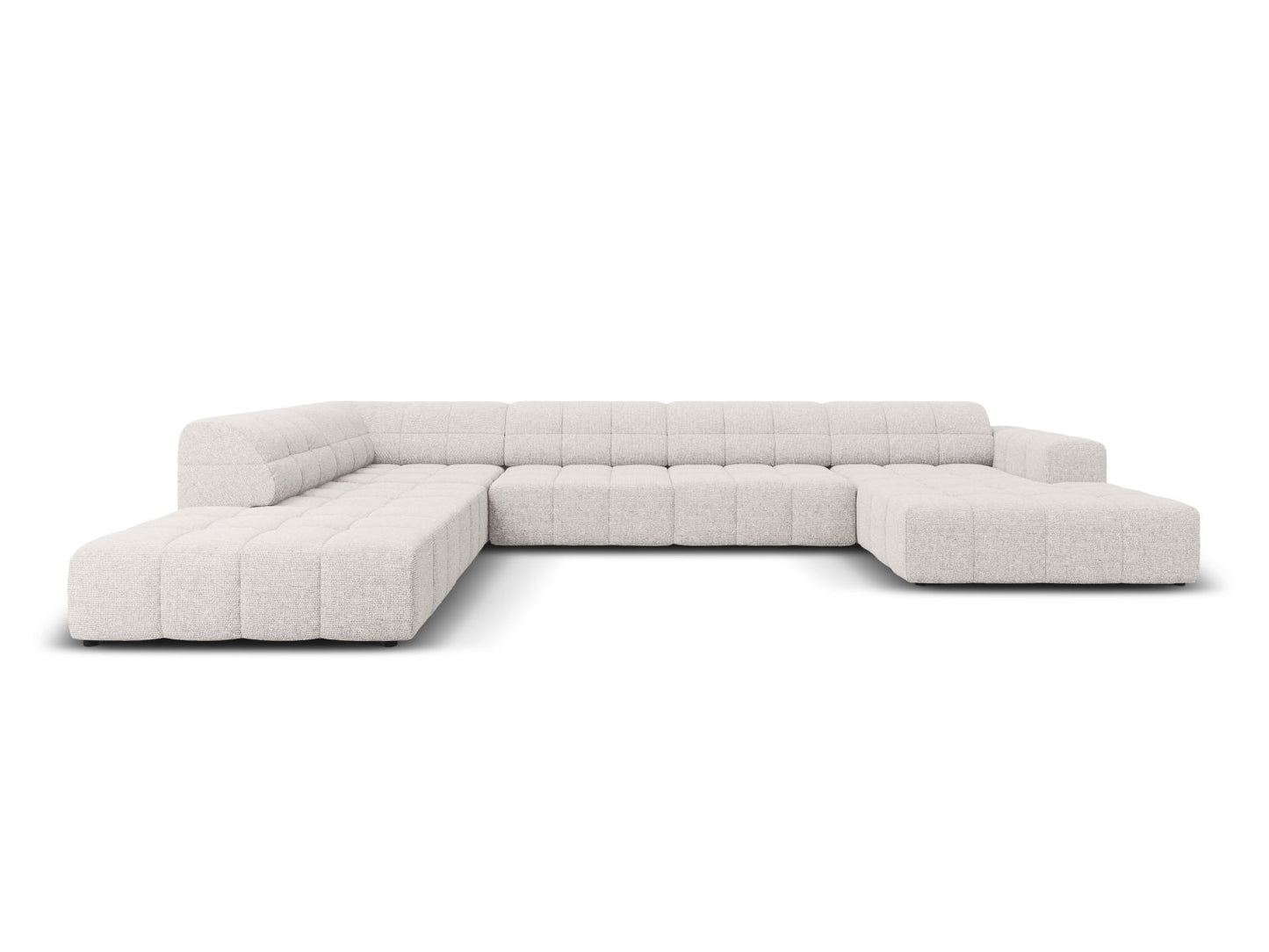Chicago Panoramic Corner Sofa, 7 Seats, 375x263 cm — Light Grey / Left