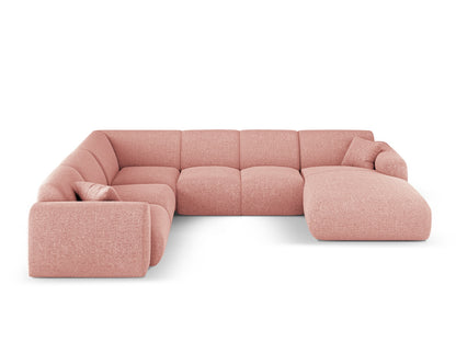 Nolio Panoramic Corner Sofa, 6 Seats, 342x252 cm — Pink / Left