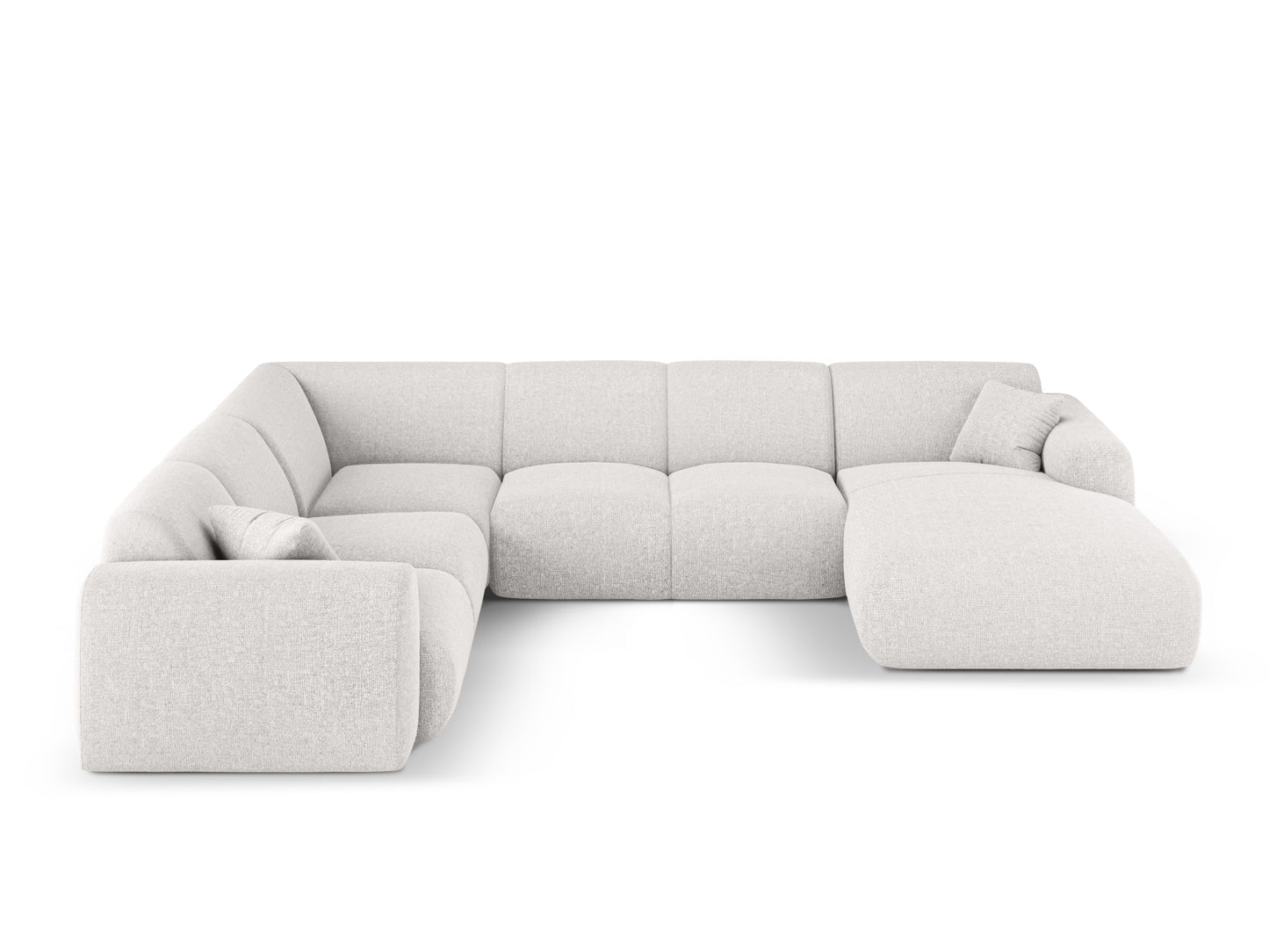 Nolio Panoramic Corner Sofa, 6 Seats, 342x252 cm — Light Grey / Left