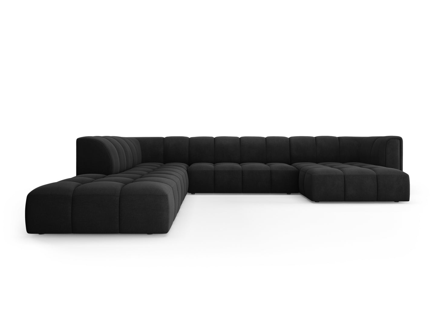 Moritz Modular Panoramic Corner Sofa, 7 Seats, 329x276 cm — Black / Left