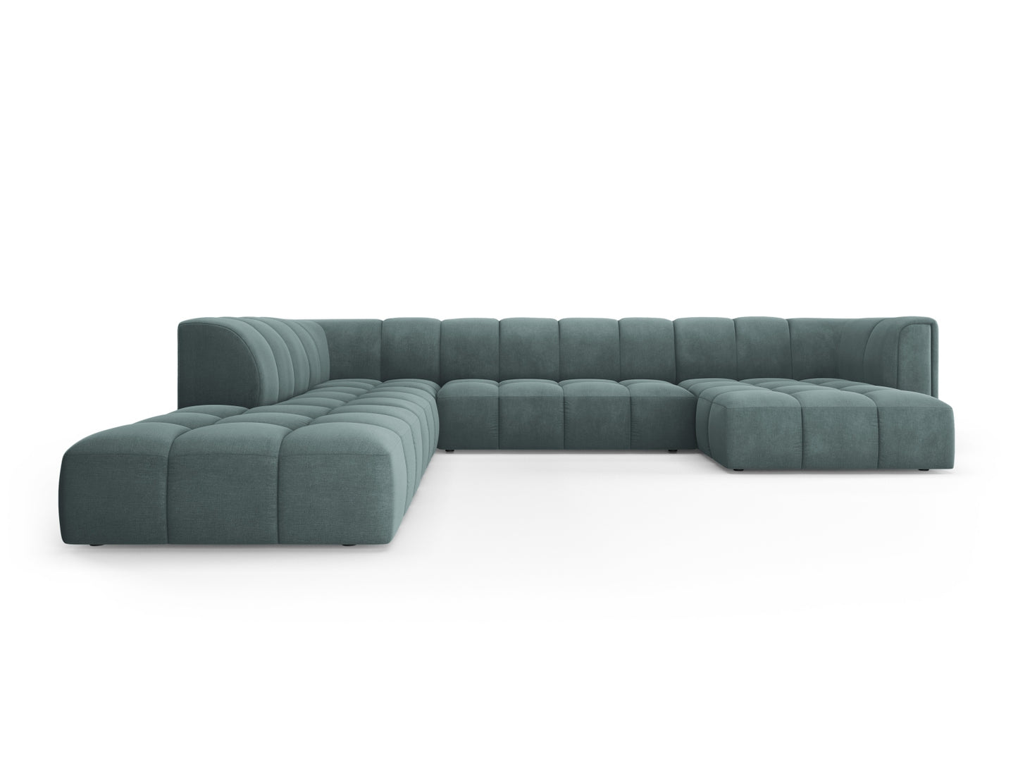 Moritz Modular Panoramic Corner Sofa, 7 Seats, 329x276 cm — Sea Green / Left