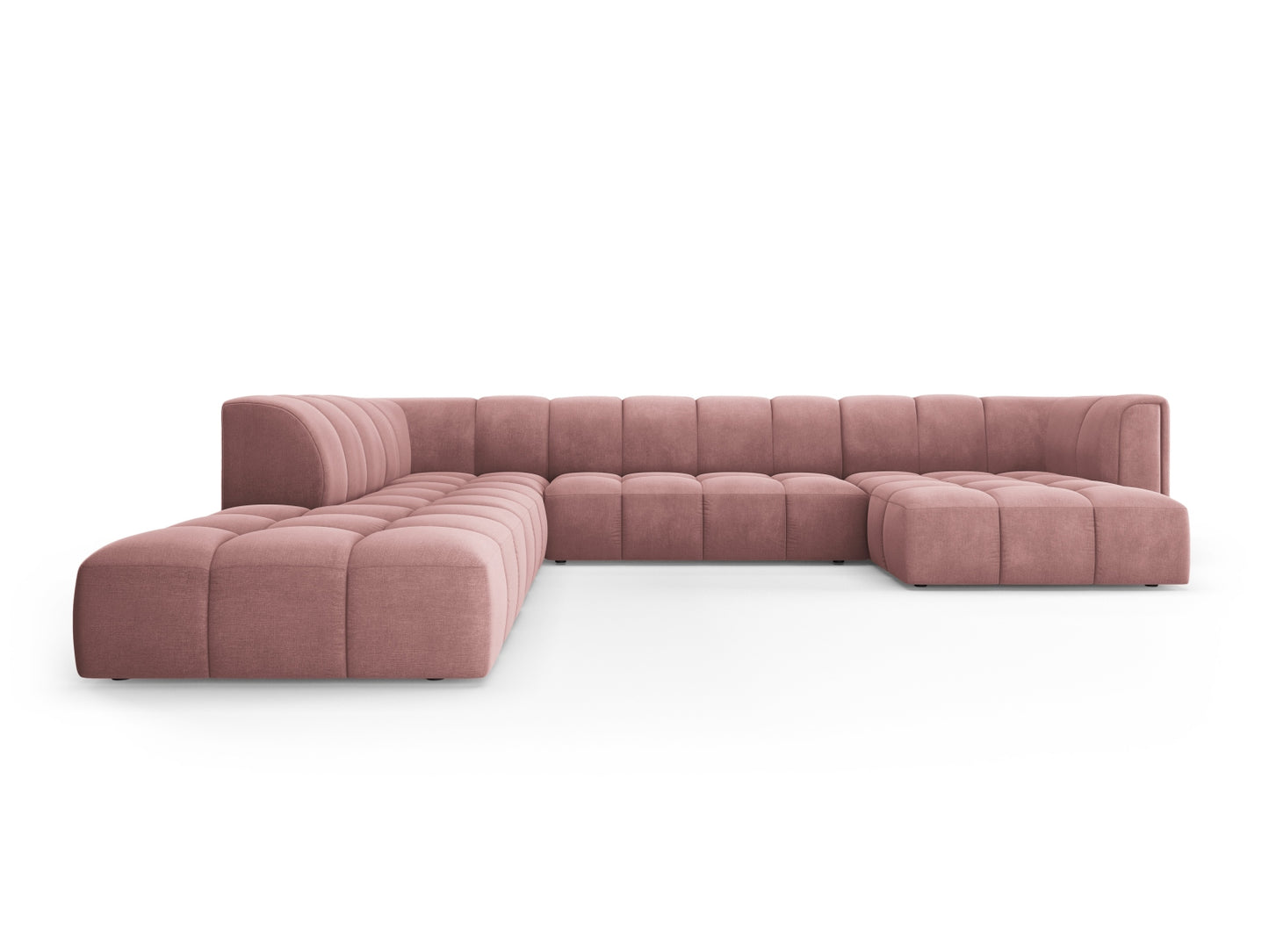 Moritz Modular Panoramic Corner Sofa, 7 Seats, 329x276 cm — Pink / Left