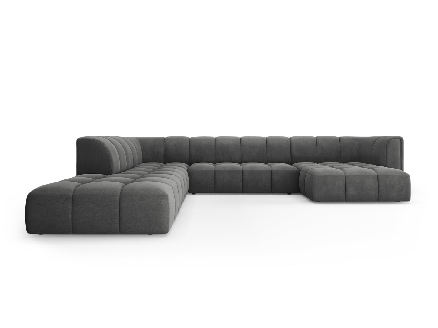Moritz Modular Panoramic Corner Sofa, 7 Seats, 329x276 cm — Dark Grey / Left