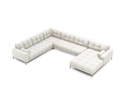 Bali Panoramic Corner Sofa, 7 Seats, 327x256 cm — Light Beige / Gold Metal / Left