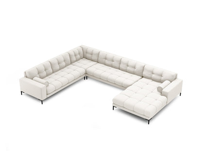 Bali Panoramic Corner Sofa, 7 Seats, 327x256 cm — Light Beige / Black Metal / Left