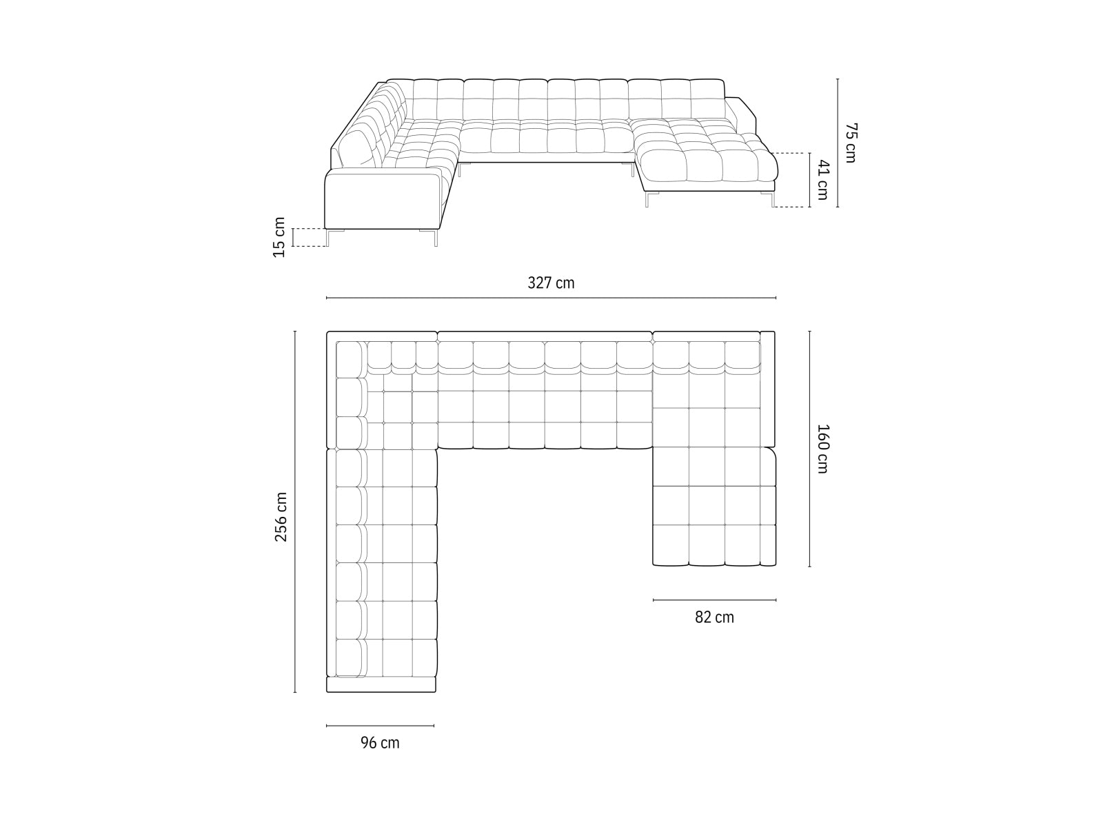 Bali Panoramic Corner Sofa, 7 Seats, 327x256 cm