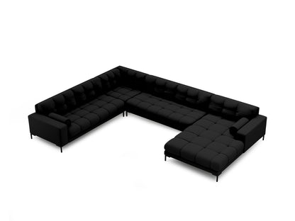 Bali Panoramic Corner Sofa, 7 Seats, 327x256 cm — Black / Black Metal / Left