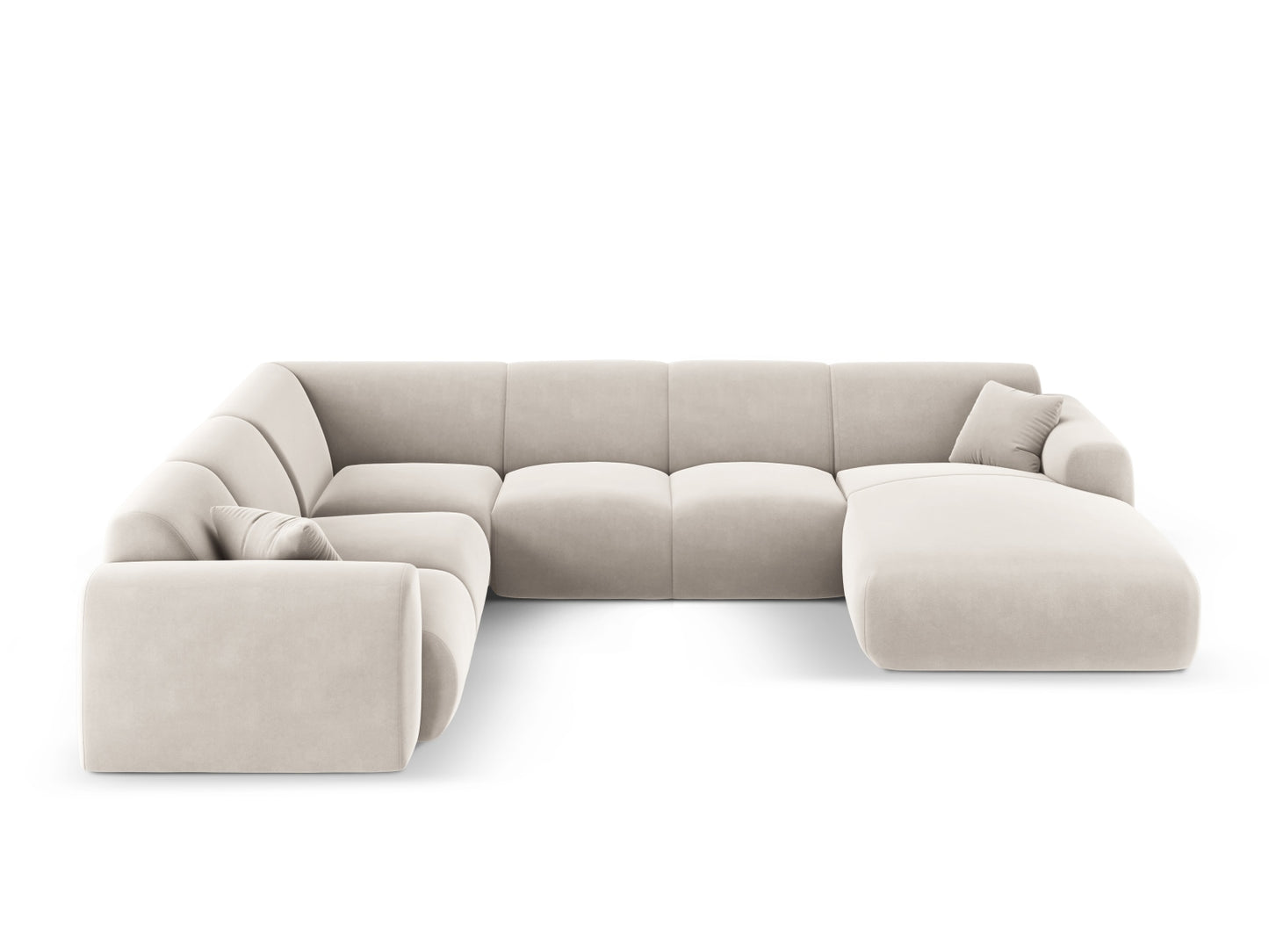 Nolio Panoramic Corner Sofa, 6 Seats, 342x252 cm — Light Beige / Left