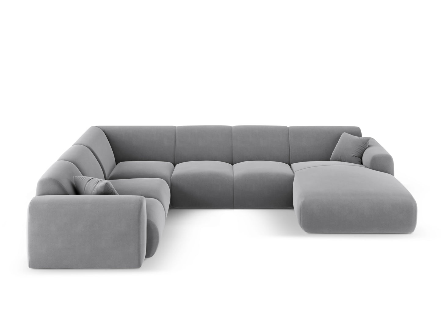 Nolio Panoramic Corner Sofa, 6 Seats, 342x252 cm — Light Grey / Left