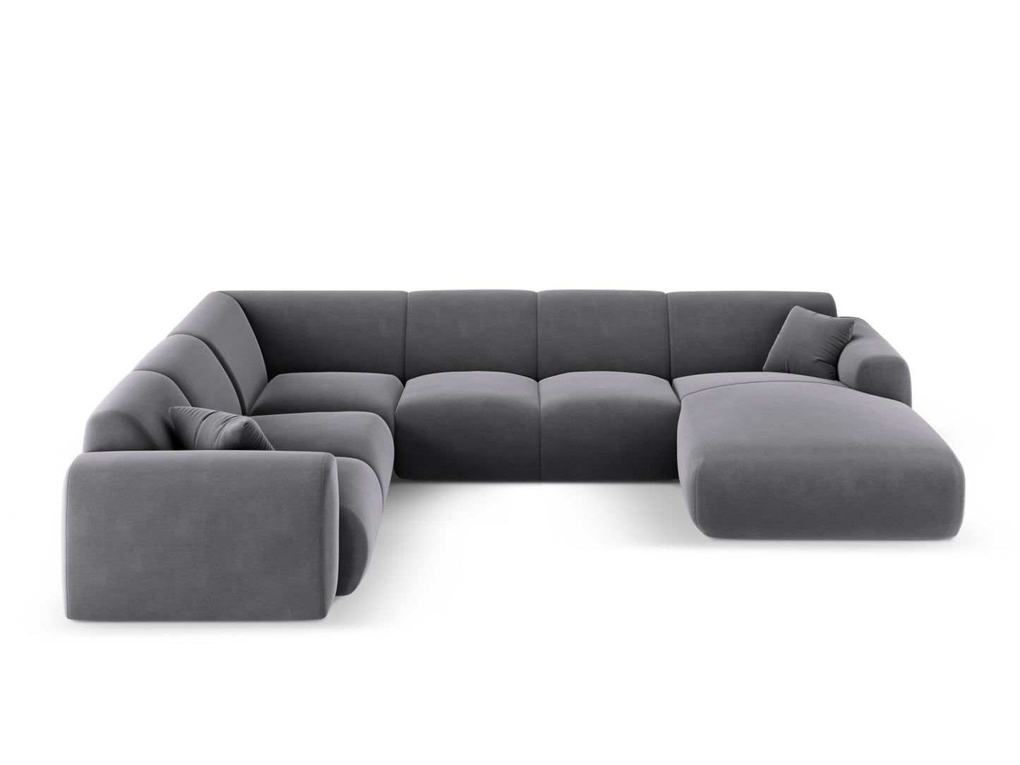 Nolio Panoramic Corner Sofa, 6 Seats, 342x252 cm — Dark Grey / Left