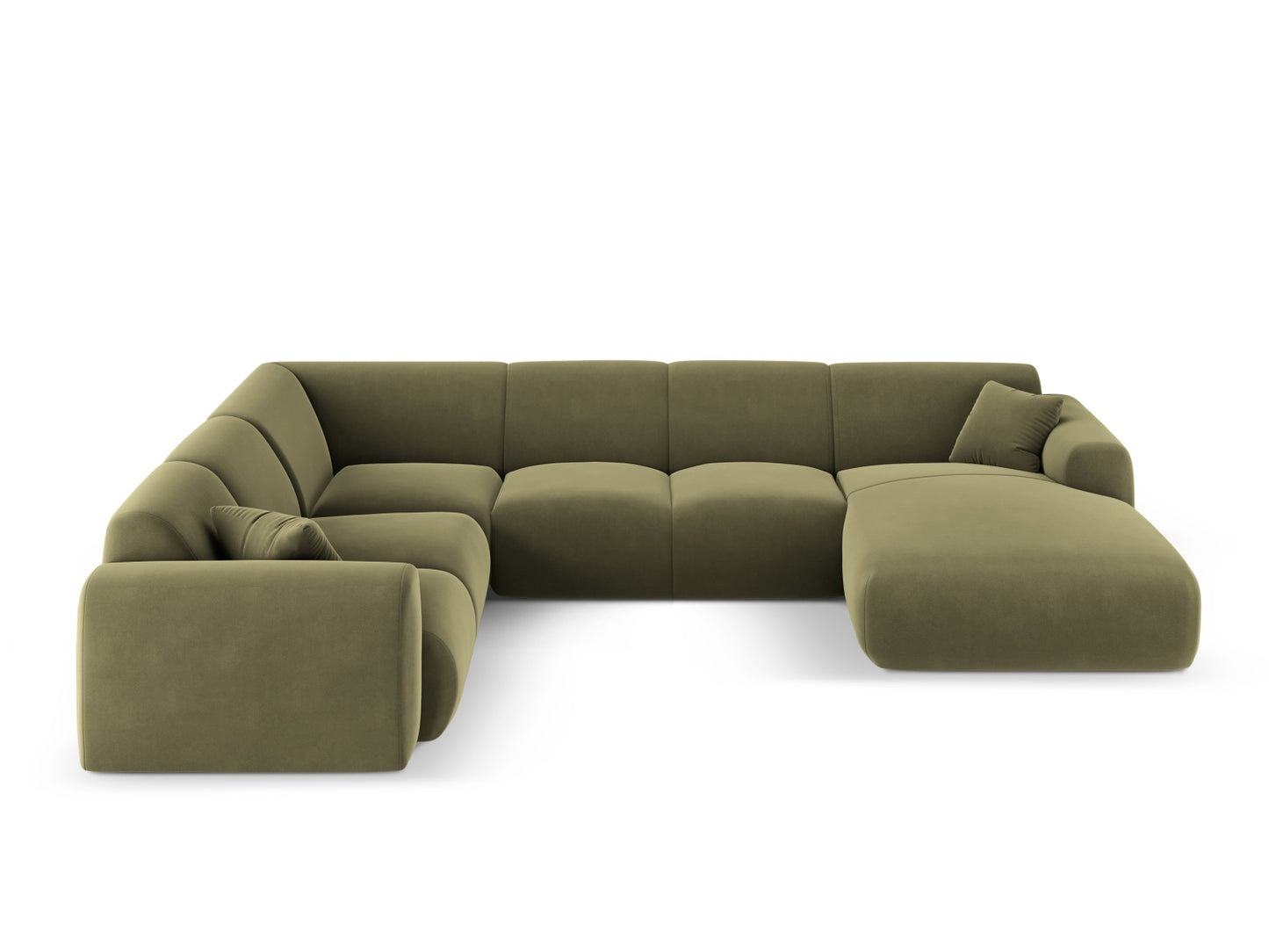 Nolio Panoramic Corner Sofa, 6 Seats, 342x252 cm — Light Green / Left