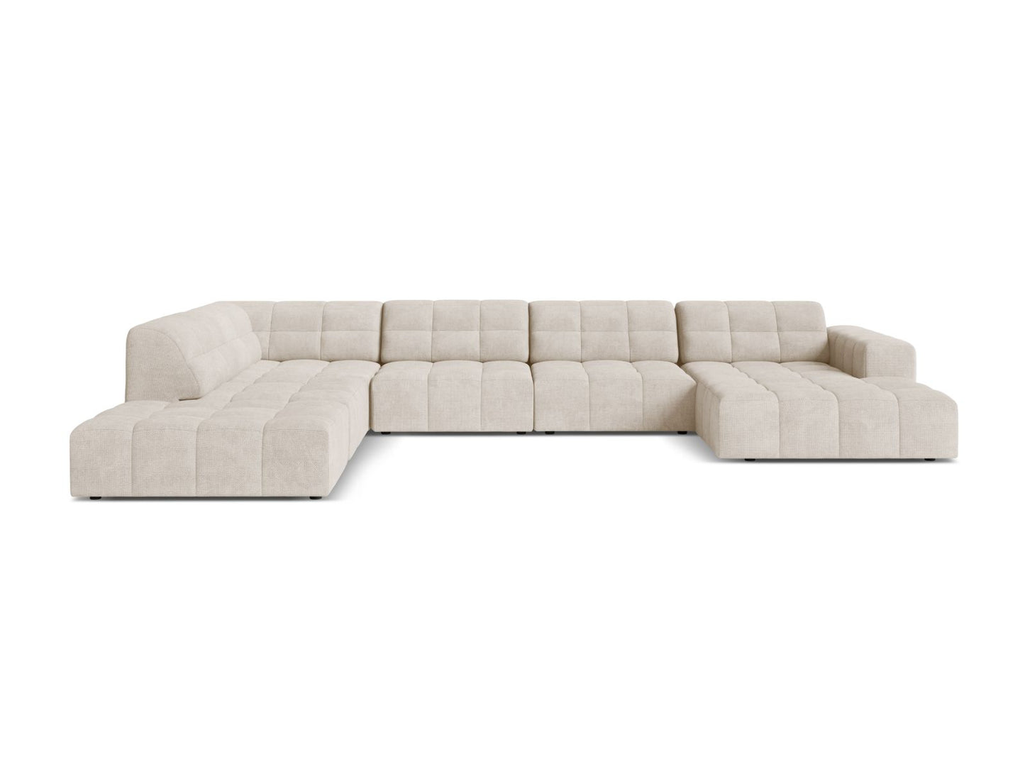 Chicago Panoramic Corner Sofa, 7 Seats, 375x263 cm — Light Beige / Left